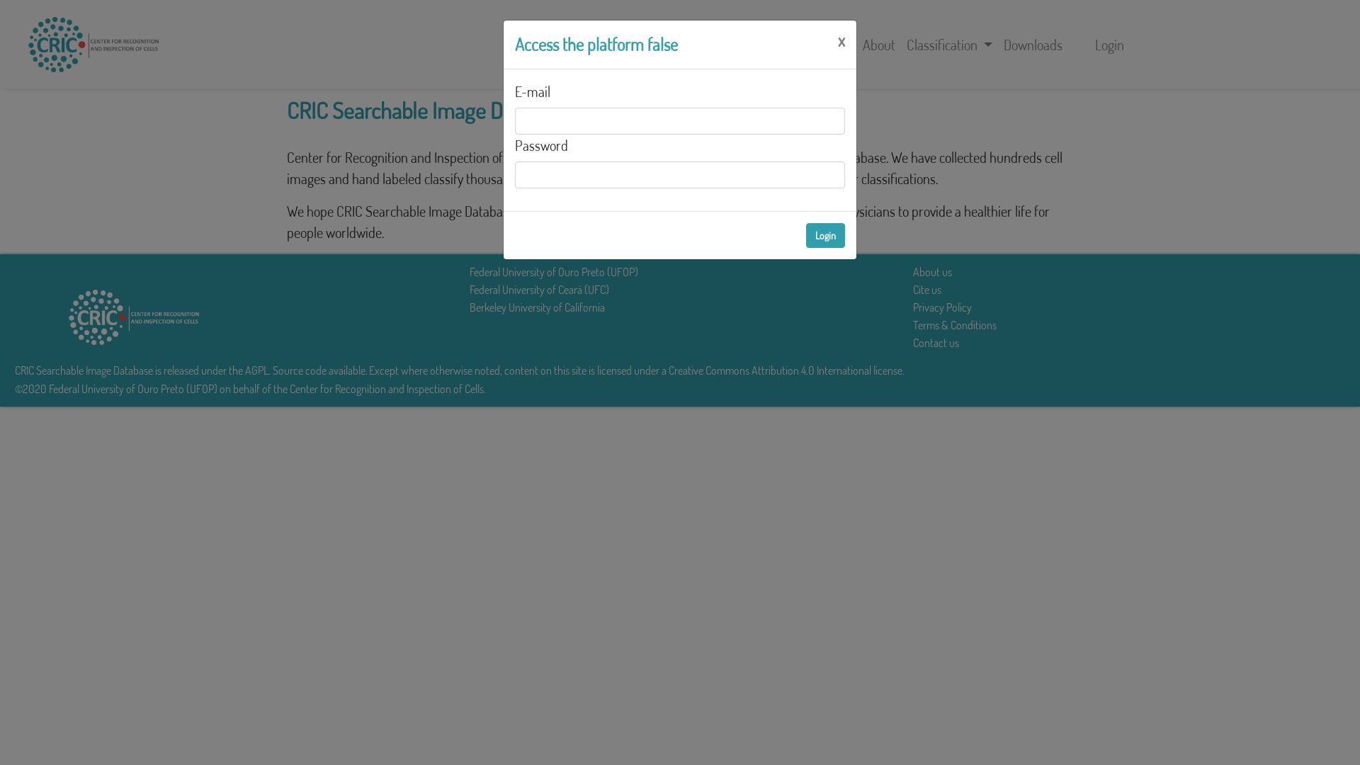 Screenshot of Login for administrator