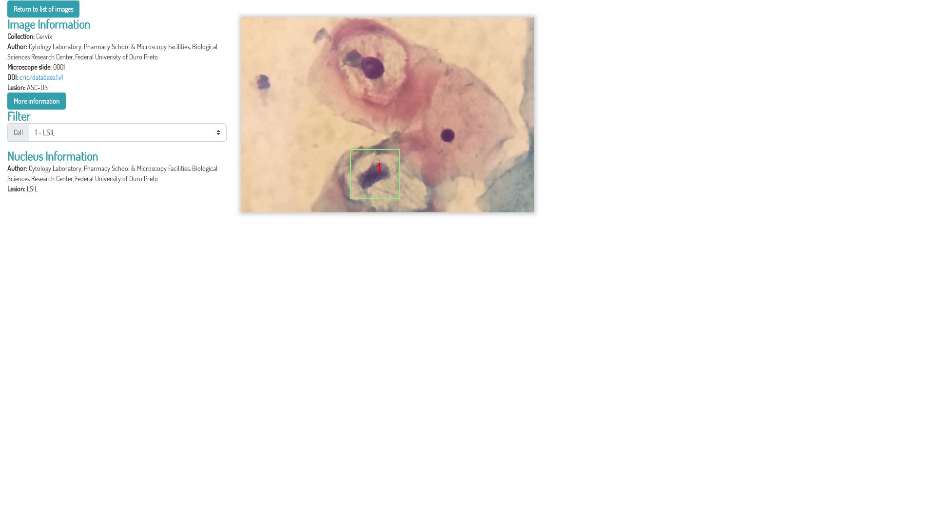 Screenshot of Classification Details for anonymous user