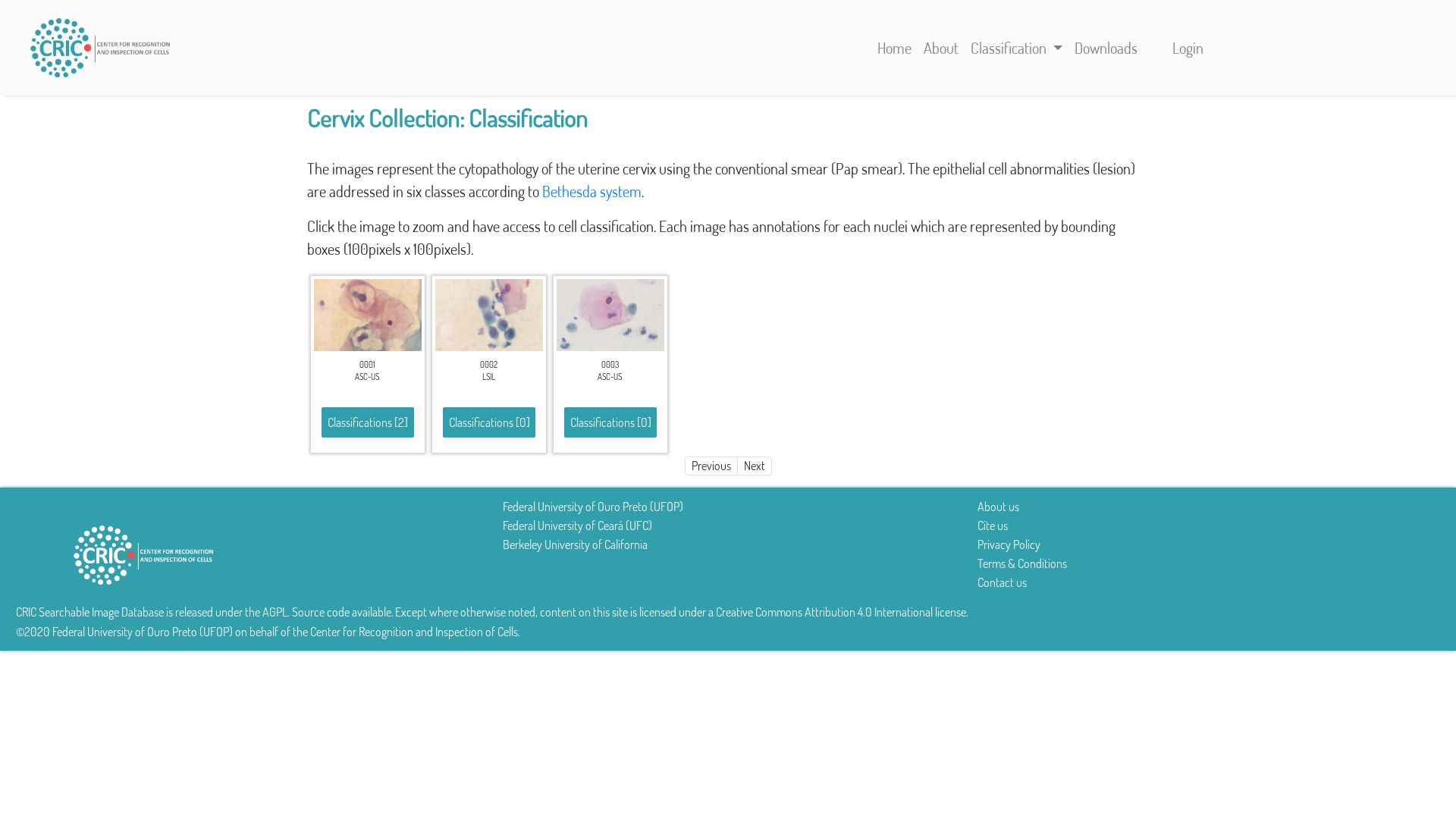 Screenshot of Classification for cytopatologyst
