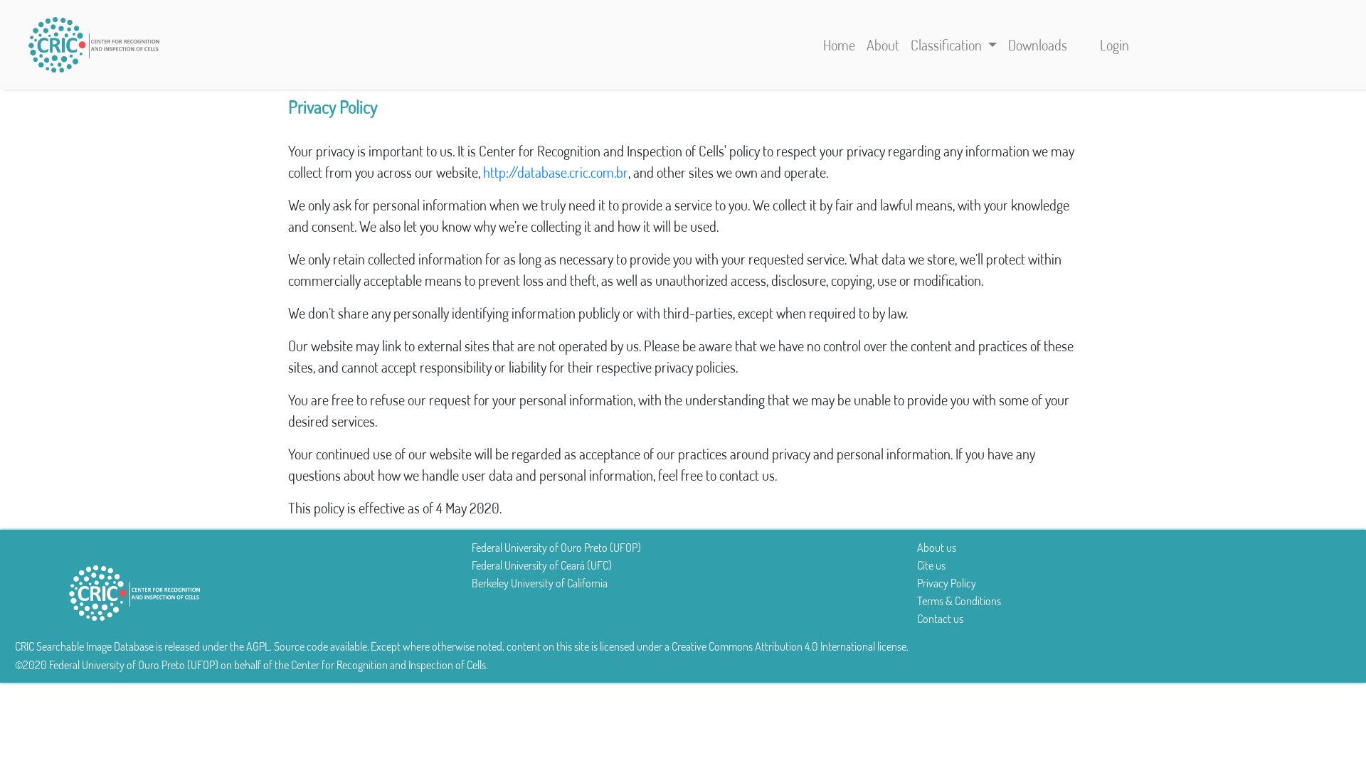Screenshot of Privacy Policy page