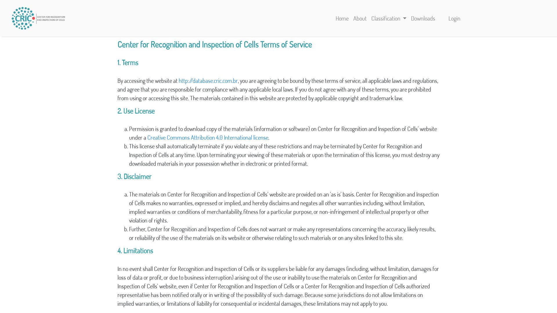 Screenshot of Terms & Conditions page